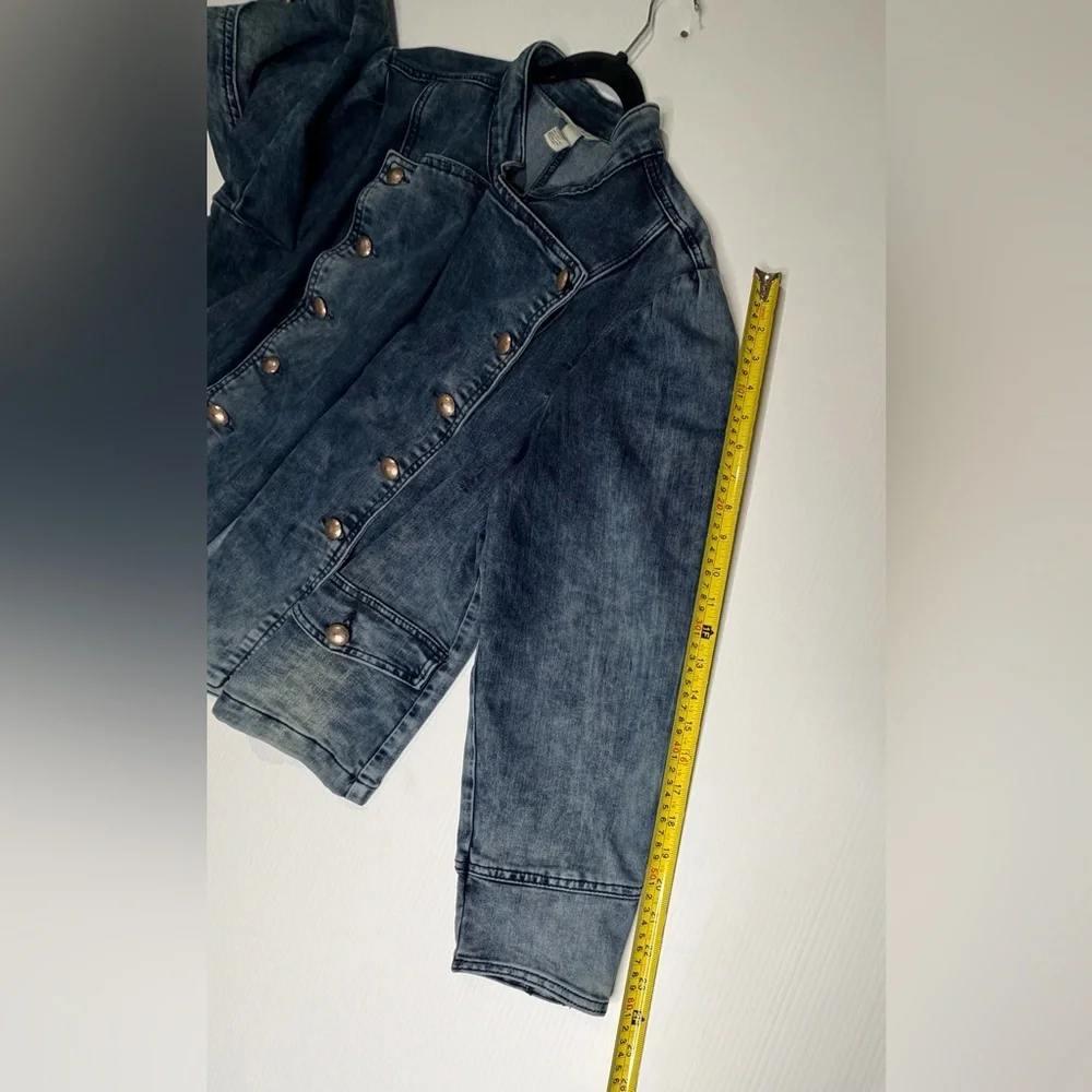 Indigo Thread Co Denim Military Jacket | Button Detail | Blue Jean Jacket - 1X - Picture 12 of 12